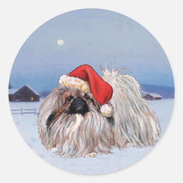 Pekingese Holiday Designs Runder Aufkleber (Vorderseite)