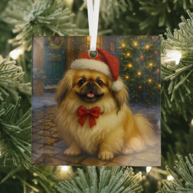 Pekingese Holiday  Ornament Aus Glas (Insitu)