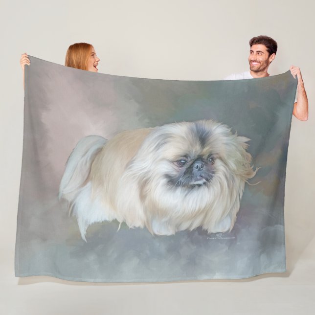 Pekingese Hund auf Taupe Fleecedecke (Beispiel)