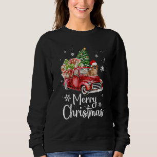Pekingese-Hund fährt auf rotem Lastwagen Weihnacht Sweatshirt