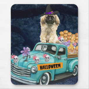 Pekingese-Hund Halloween-LKW Gruselige Nacht Mousepad
