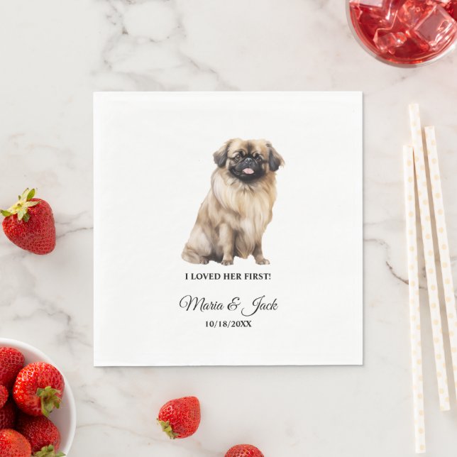 Pekingese Hund Hochzeit Napkins mit Foto Serviette (Beispiel)