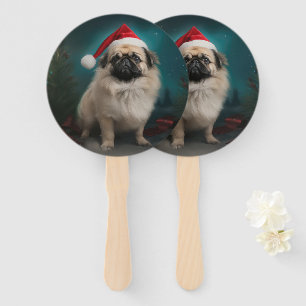 Pekingese Hund im Schnee Weihnachten Fächer