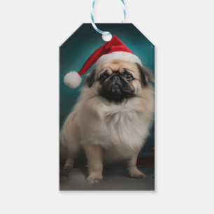 Pekingese Hund im Schnee Weihnachten Geschenkanhänger