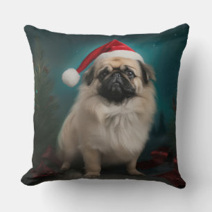 Pekingese Hund im Schnee Weihnachten Kissen