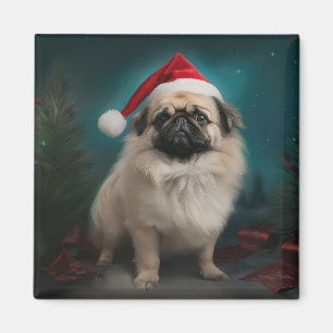 Pekingese Hund im Schnee Weihnachten Magnet