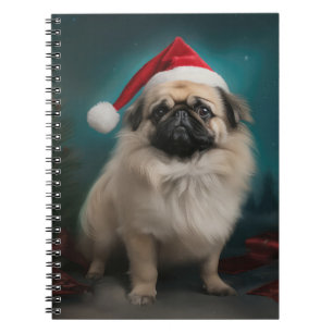 Pekingese Hund im Schnee Weihnachten Notizblock