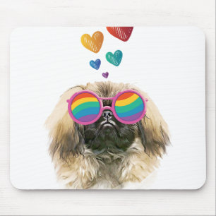 Pekingese Hund mit Herz Valentinstag Mousepad
