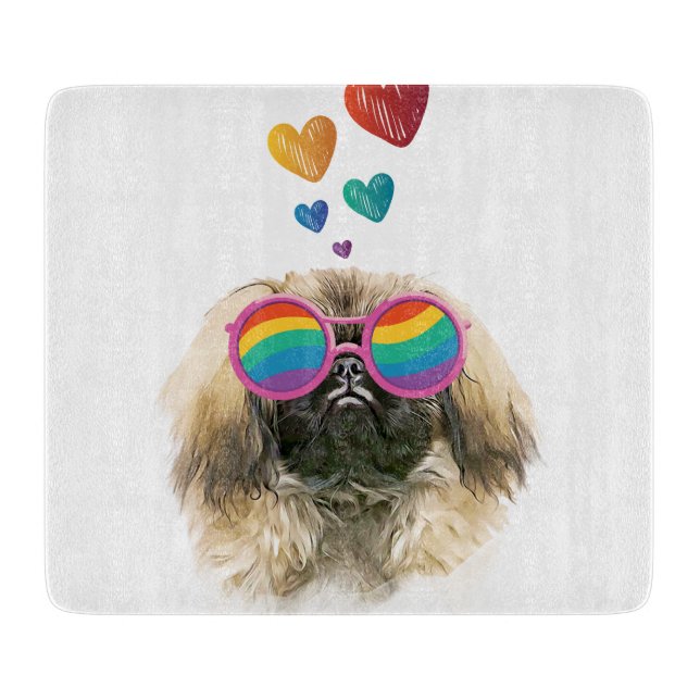 Pekingese Hund mit Herz Valentinstag Schneidebrett (Vorderseite)
