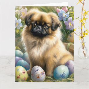 Pekingese Hund mit Ostereiern Feiertag Karte