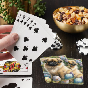 Pekingese-Hund mit Ostereiern Feiertag  Spielkarten