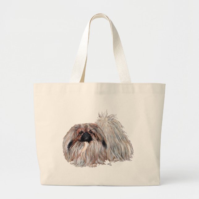 Pekingese Hund Stehend Jumbo Stoffbeutel (Vorne)