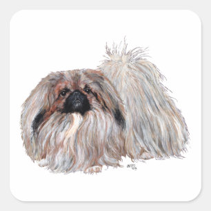 Pekingese Hund Stehend Quadratischer Aufkleber