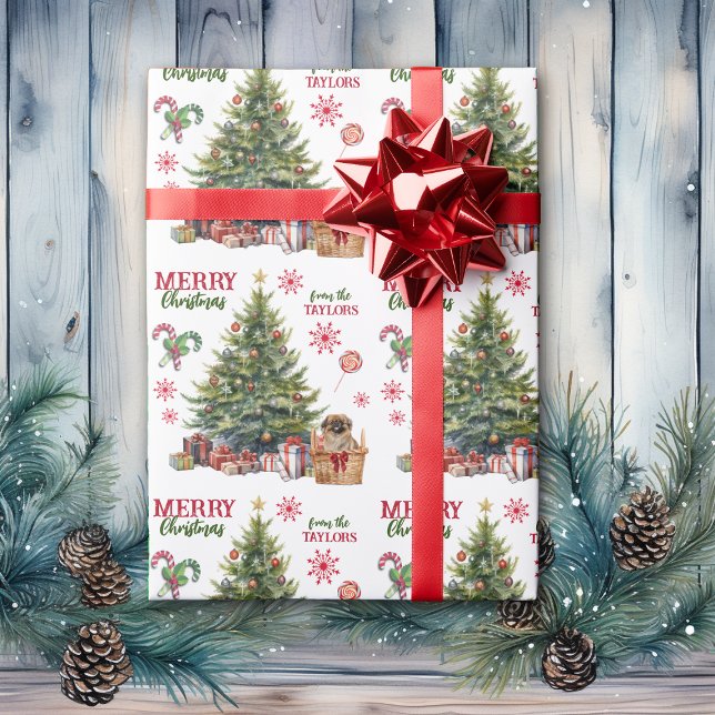 Pekingese Hund unter dem Weihnachtsbaum Geschenkpapier (Von Creator hochgeladen)