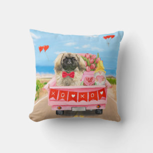 Pekingese-Hund Valentinstag-Lieferwagen Herzen Kissen