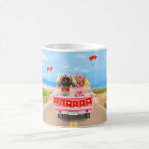 Pekingese Hund Valentinstag Lkw Herz Kaffeetasse