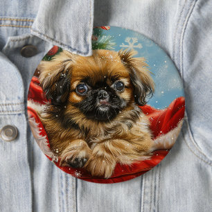 Pekingese Hund Weihnachten Button