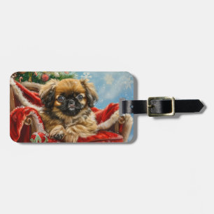 Pekingese Hund Weihnachten Gepäckanhänger
