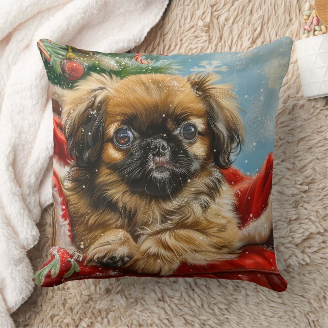 Pekingese Hund Weihnachten Kissen (Decke)