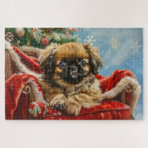 Pekingese Hund Weihnachten Puzzle