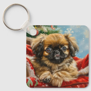 Pekingese Hund Weihnachten Schlüsselanhänger