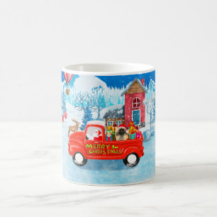 Pekingese Hund Weihnachtslieferung LKW Schnee Kaffeetasse