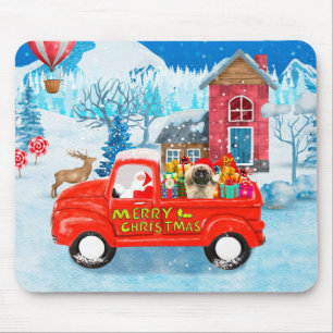 Pekingese Hund Weihnachtslieferung LKW Schnee Mousepad