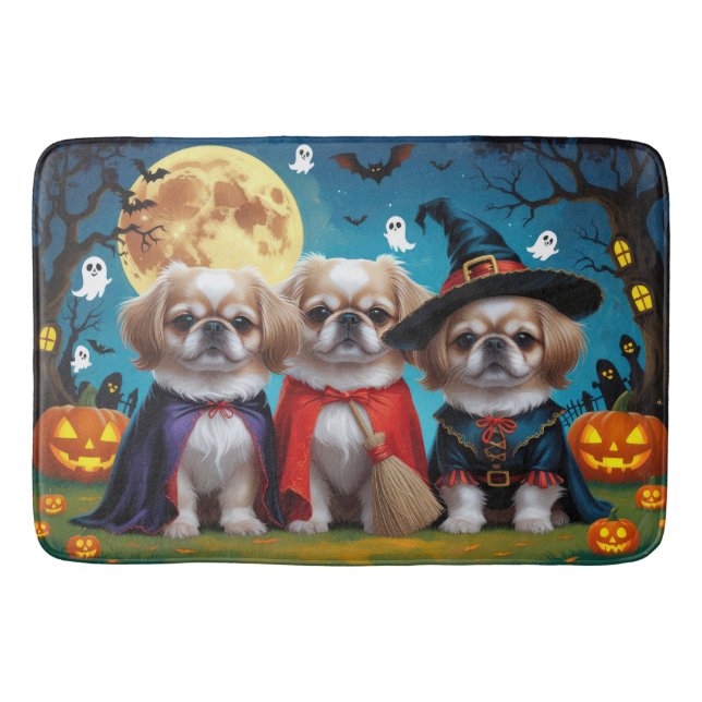 Pekingese Hunde Pumpkin Halloween Funny Badematte (Vorderseite)