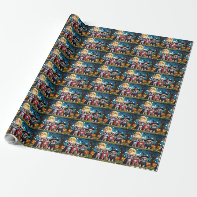 Pekingese Hunde Pumpkin Halloween Funny Geschenkpapier (Ungerollt)