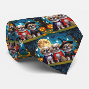 Pekingese Hunde Pumpkin Halloween Funny Krawatte