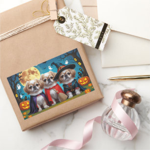 Pekingese Hunde Pumpkin Halloween Funny Rechteckiger Aufkleber