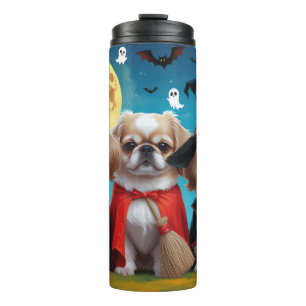 Pekingese Hunde Pumpkin Halloween Funny Thermosbecher
