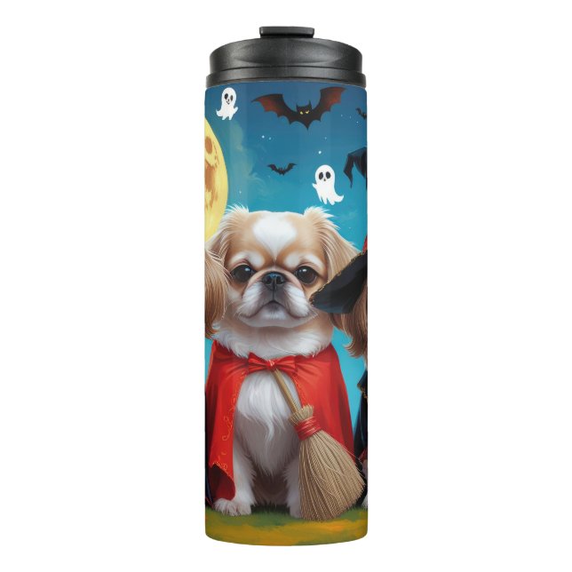 Pekingese Hunde Pumpkin Halloween Funny Thermosbecher (Vorderseite)