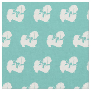 Pekingese Hunde Silhouette Haustiere Aquamarin Stoff