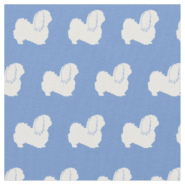 Pekingese Hunde Silhouette Pet Light Blue Stoff (Nahaufnahme)