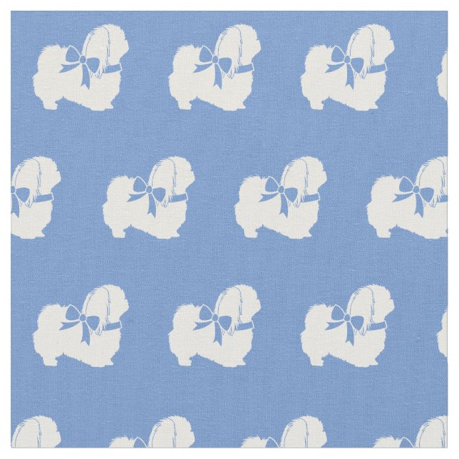 Pekingese Hunde Silhouette Pet Light Blue Stoff (Nahaufnahme)