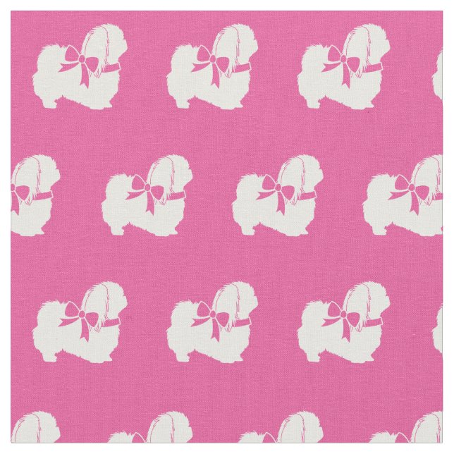 Pekingese Hunde Silhouette Pet Pink Stoff (Nahaufnahme)