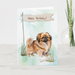 Pekingese Hundezüchtung im Freien unter Geburtstag Karte