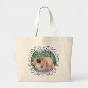 Pekingese im Blumengarten Jumbo Stoffbeutel