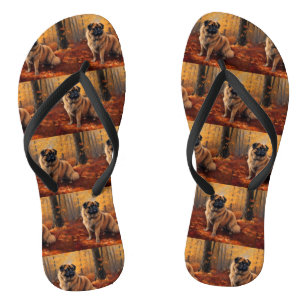 Pekingese im Herbst Leaves Fall Inspiriert Flip Flops