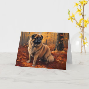 Pekingese im Herbst Leaves Fall Inspiriert Karte