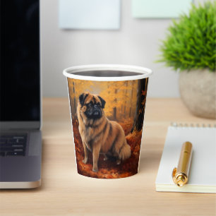 Pekingese im Herbst Leaves Fall Inspiriert Pappbecher