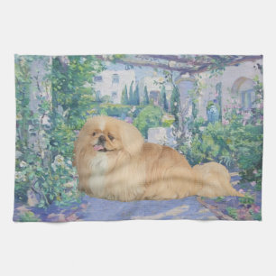 Pekingese in Lavendel Küchentuch