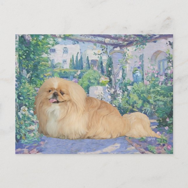 Pekingese in Lavender Postkarte (Vorderseite)