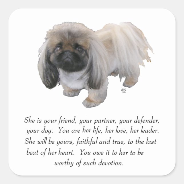 Pekingese Keepake — FEMALE Quadratischer Aufkleber (Vorderseite)