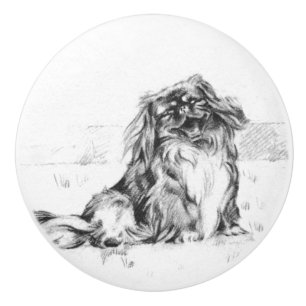 Pekingese Keramikknauf