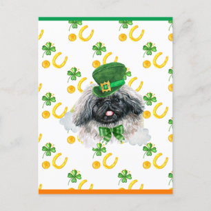 Pekingese Kleeblatt St. Patricks Tag Feiertagspostkarte