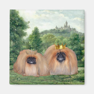 Pekingese König & Königin mit Traumschloss Magnet