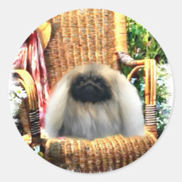 Pekingese Kunstgeschenke Runder Aufkleber