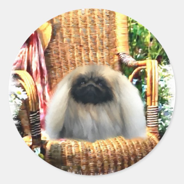 Pekingese Kunstgeschenke Runder Aufkleber (Vorderseite)
